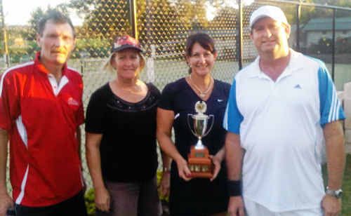 Susan Rheinberger and Warren Arnell (right) combined well to win the President’s Cup last Sunday. Steve Banney and Elena Scott (left) challenged in the final to finish as runners-up. Susan Rheinberger and Warren Arnell (right) combined well to win the President’s Cup last Sunday. Steve Banney and Elena Scott (left) challenged in the final to finish as runners-up.